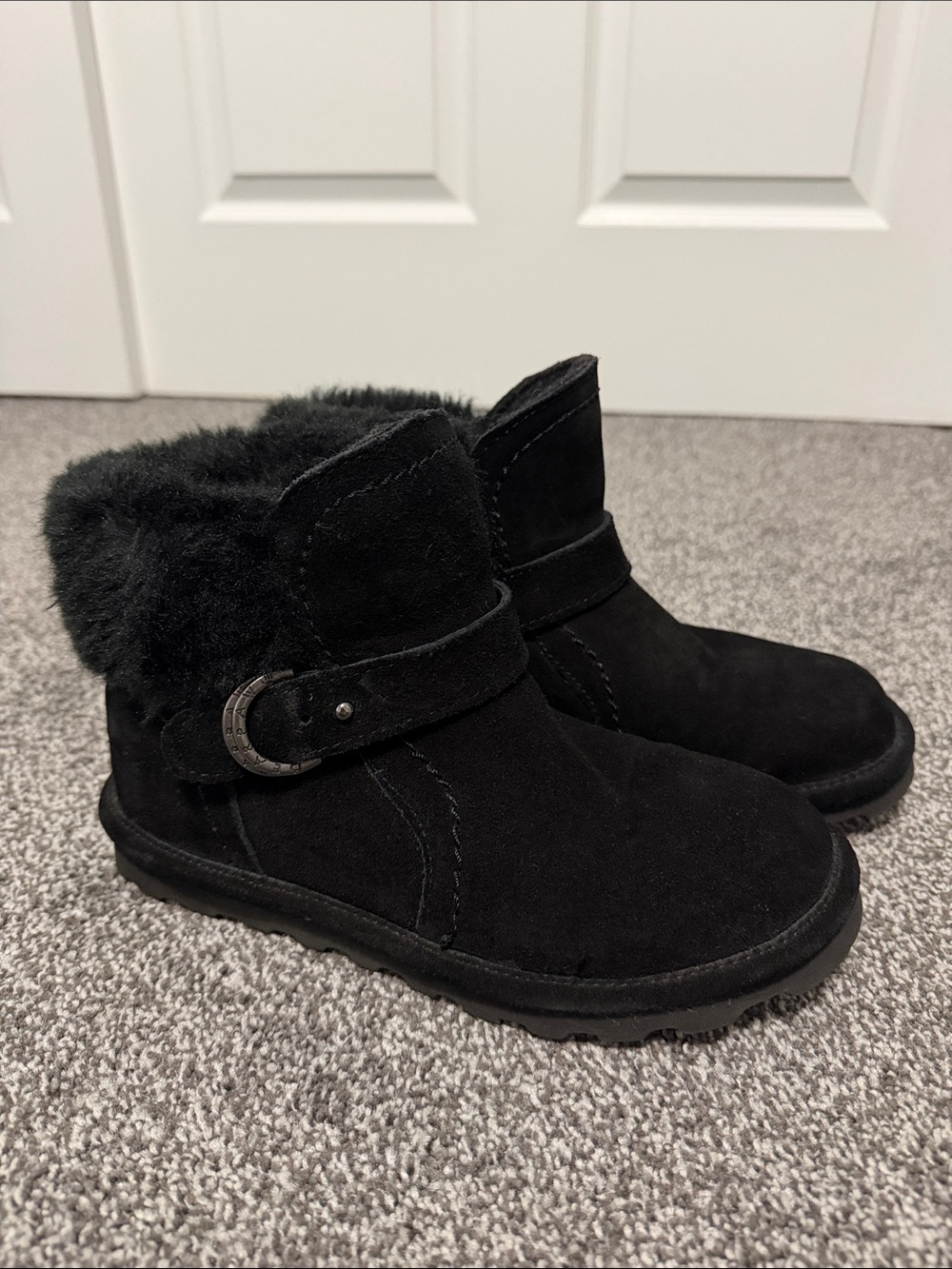 Women’s Black Faux-Fur Suede Winter Boots